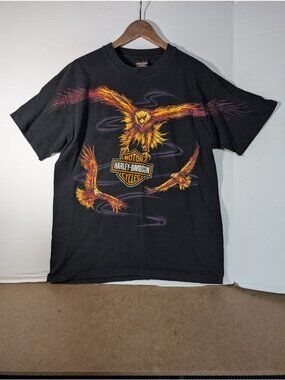 Vintage 90's Harley Davidson Phoenix Fire Eagle Men's Large T-Shirt H&M Ohio